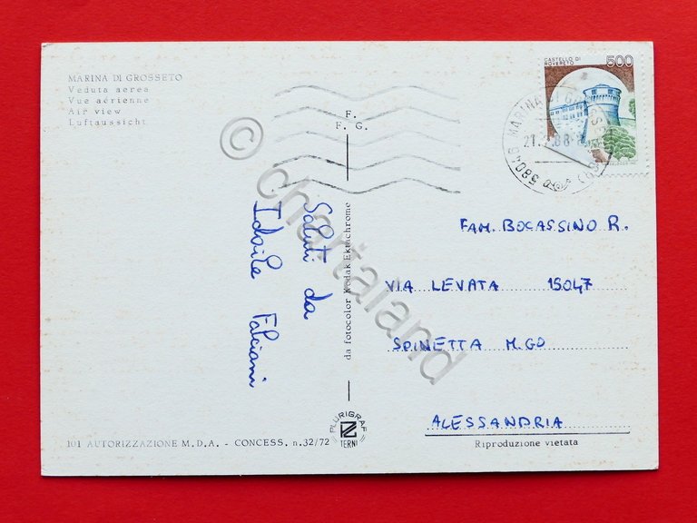 Cartolina Marina di Grosseto - Veduta aerea - 1988.