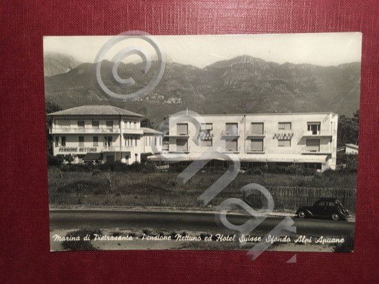 Cartolina Marina di Piatrasanta - Pensione Nettuno ed Hotel Suisse …