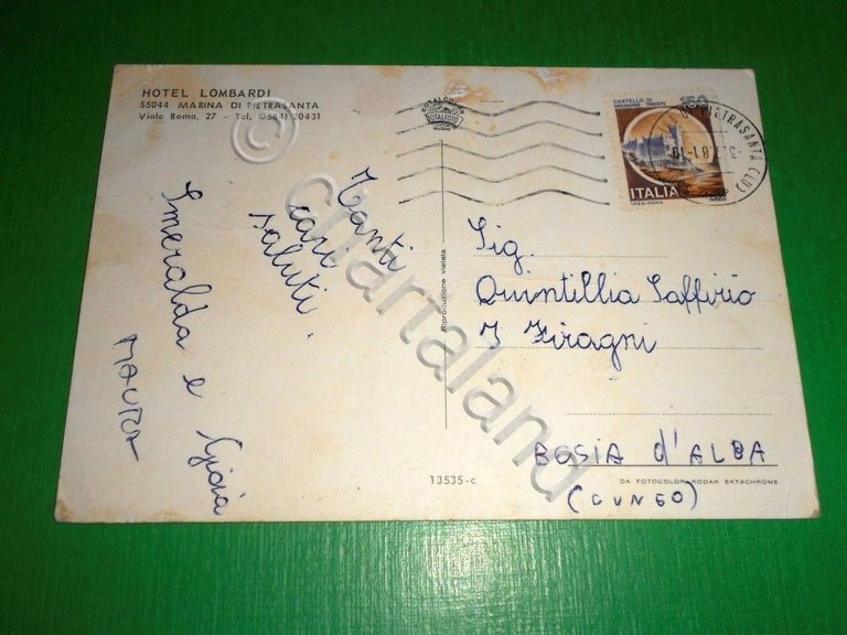 Cartolina Marina di Pietrasanta - Hotel Lombardi 1981.