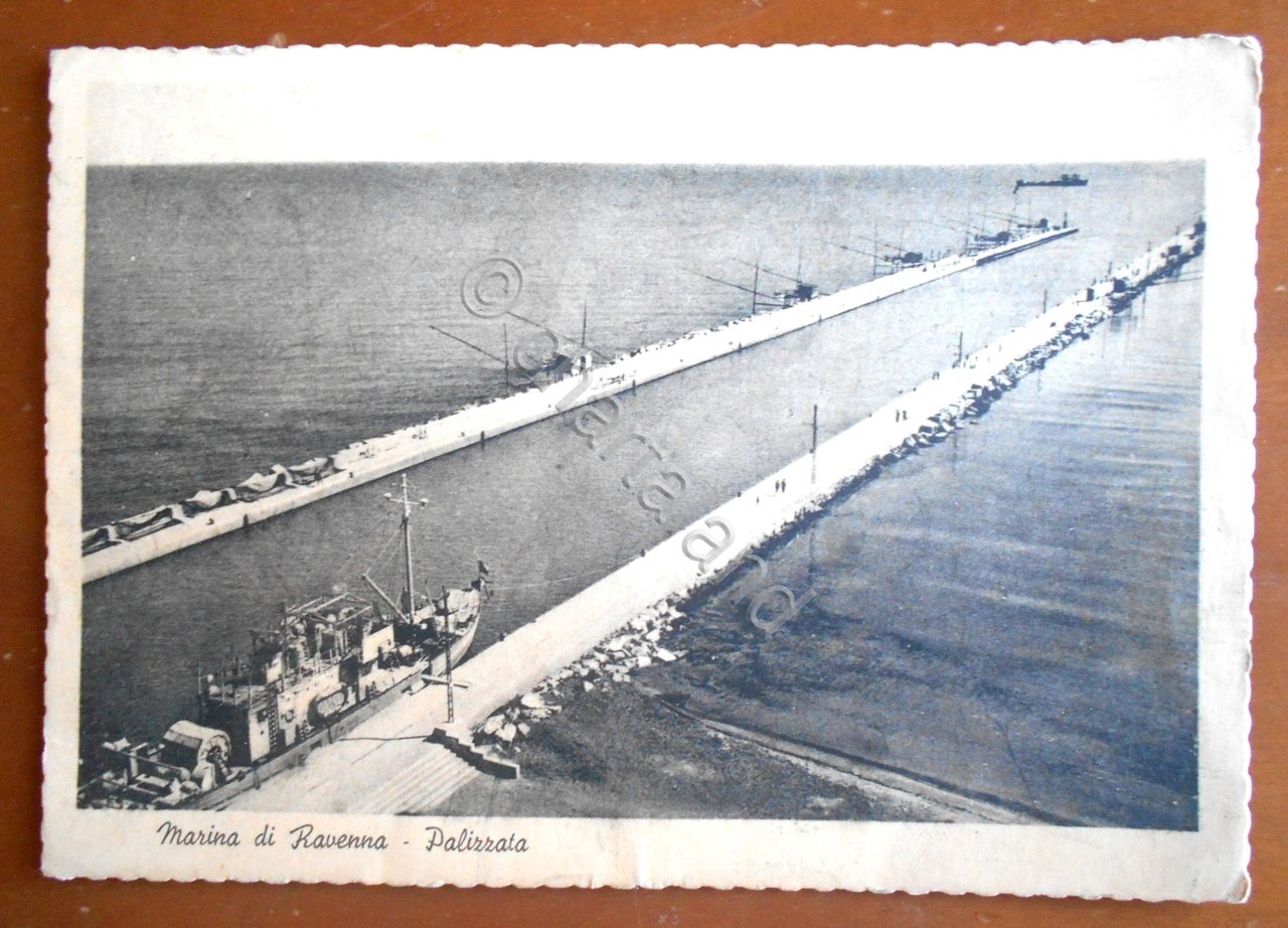 Cartolina Marina di Ravenna - Palizzata - 1950 ca.