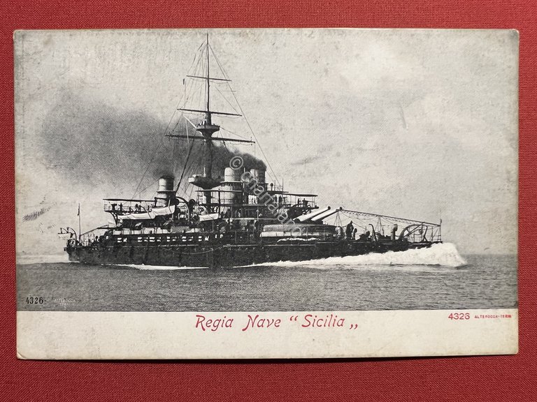 Cartolina Marina Militare - Regia Nave Sicilia - 1900 ca.