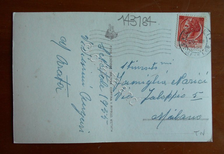 Cartolina Marmolada - Punta Rocca (3302) - 1955