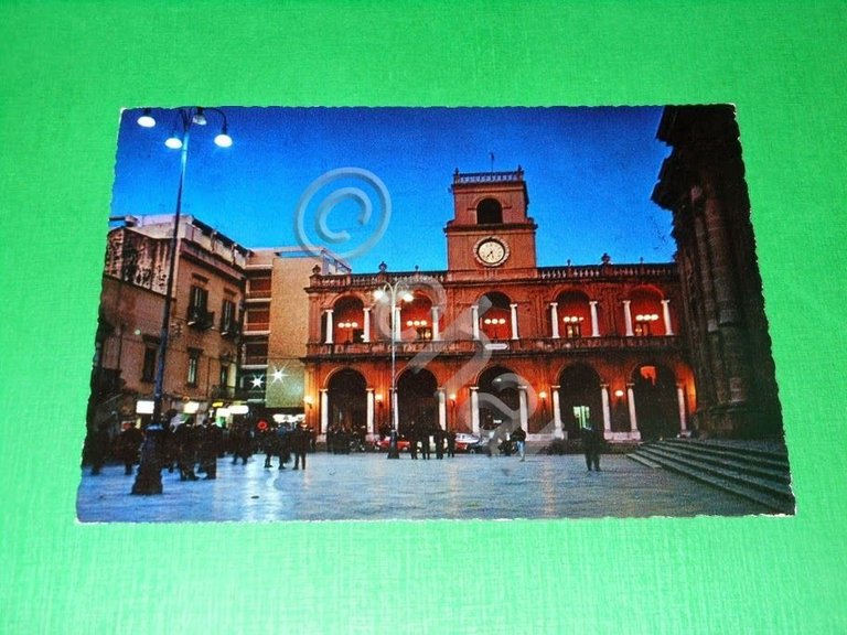 Cartolina Marsala - Piazza della Repubblica ( notturno ) 1974