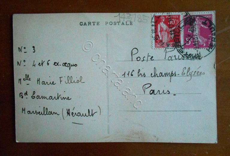 Cartolina Marseillan (Francia) - Le Crabe - 1937