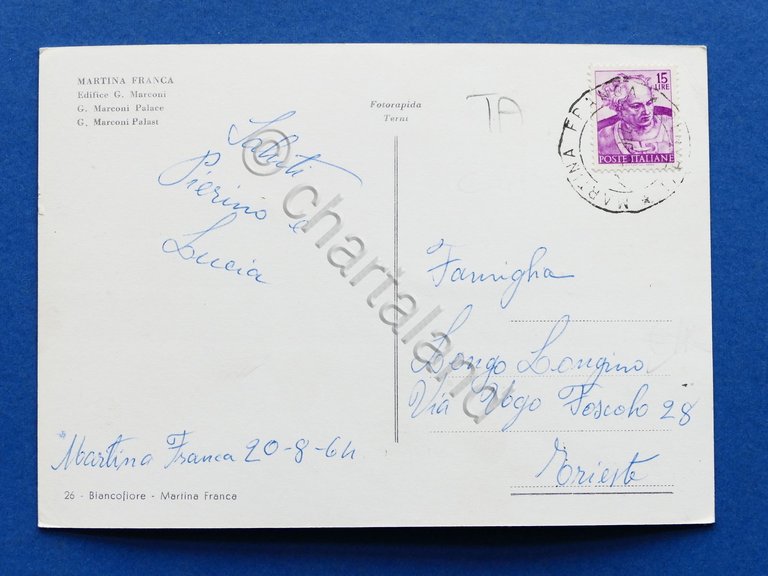 Cartolina Martina Franca - Edificio G. Marconi - 1964