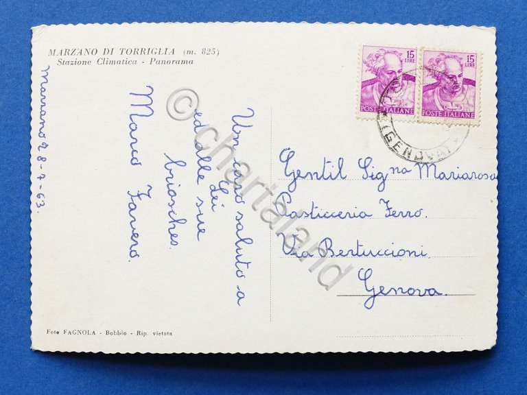 Cartolina Marzano di Torriglia - Panorama - 1963.