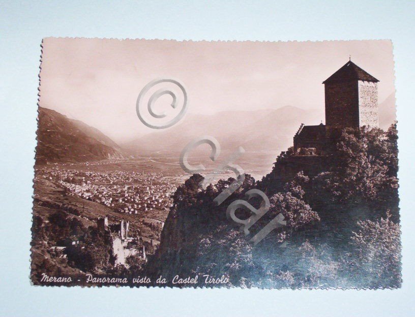 Cartolina Merano - Panorama dal Castel Tirolo 1952