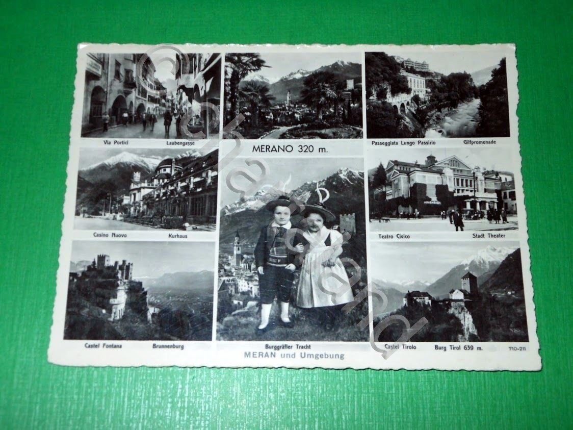 Cartolina Merano - Vedute diverse 1945 ca.
