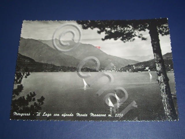 Cartolina Mergozzo - Il Lago con sfondo Monte Massone 1951