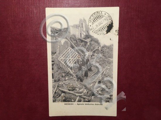 Cartolina Messina - Agenzia Telefonica Distrutta - 1908 ca