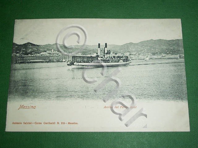 Cartolina Messina - Arrivo del Ferry-Boat 1900 ca