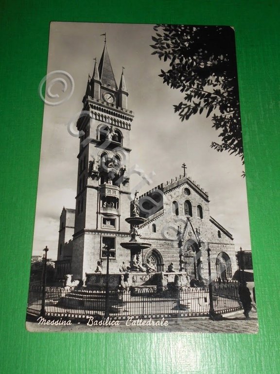 Cartolina Messina - Basilica Cattedrale 1953.