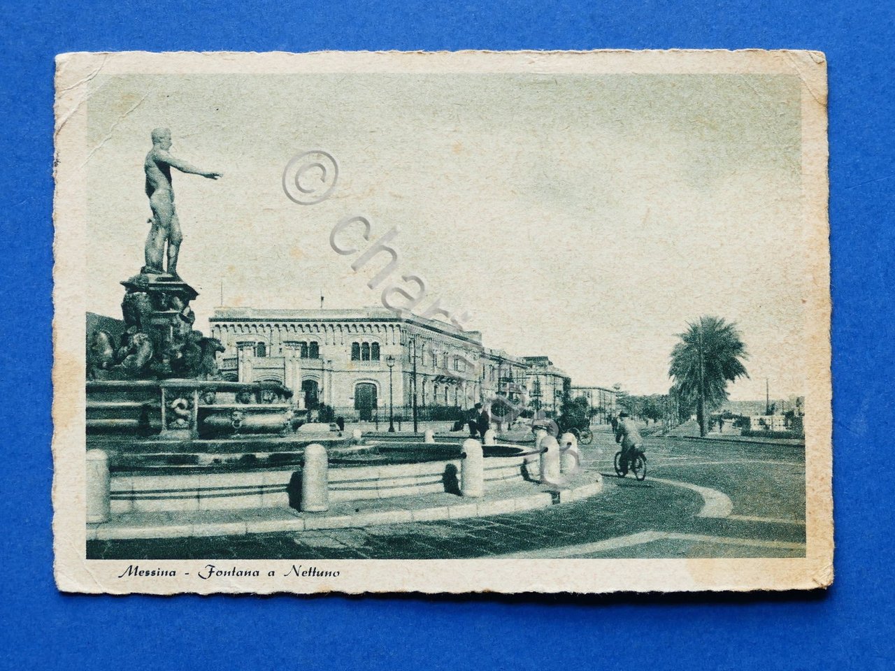 Cartolina Messina - Fontana a Nettuno - 1943.