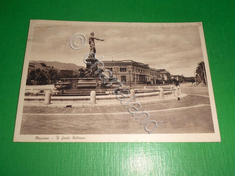 Cartolina Messina - Il fonte Nettuno 1937