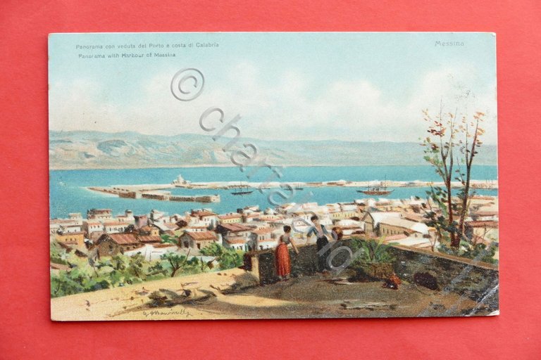 Cartolina Messina - Panorama con veduta del Porto e costa … | Immagine Gallery 2