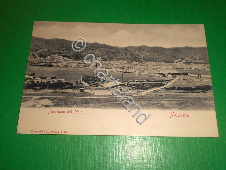 Cartolina Messina - Panorama dal Molo 1900.
