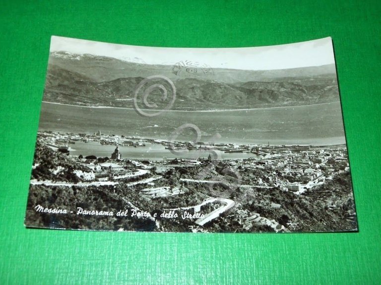 Cartolina Messina - Panorama del Porto e dello Stretto 1963