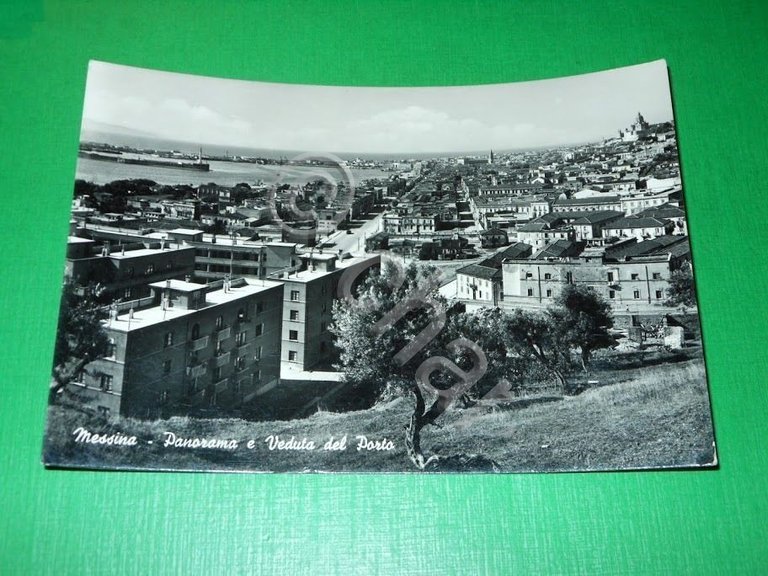 Cartolina Messina - Panorama e Veduta del Porto 1952