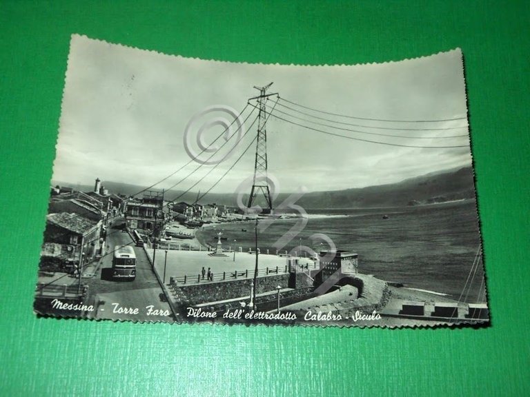 Cartolina Messina - Torre Faro - Pilone dell' elettrodotto Calabro …
