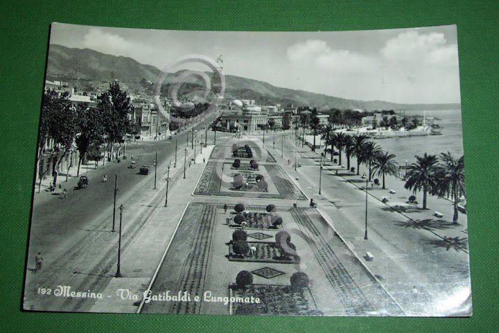 Cartolina Messina - Via Garibaldi e Lungomare 1956 | Immagine Gallery 2