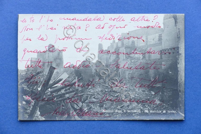 Cartolina Messina dopo il terremoto - Un mucchio di rovine …