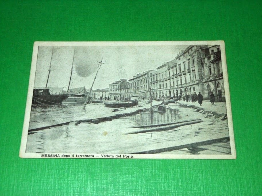 Cartolina Messina dopo il terremoto - Veduta del porto 1908 …