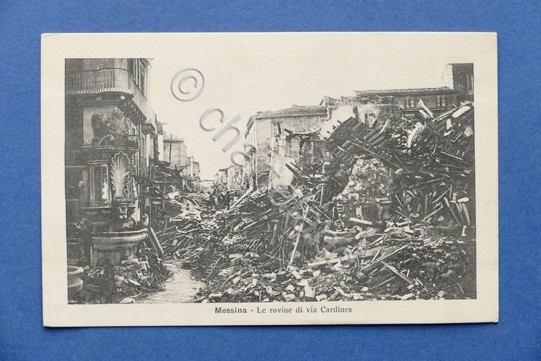 Cartolina Messina dopo terremoto 1908 - Le rovine di Via …