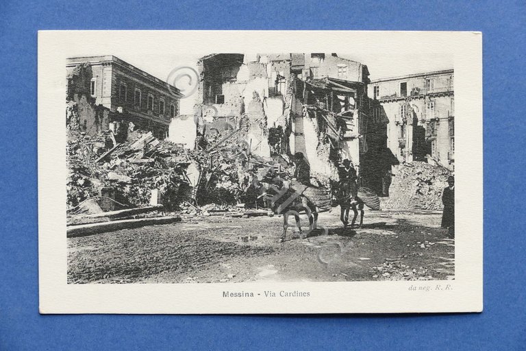 Cartolina Messina dopo terremoto 1908 - Via Cardines.
