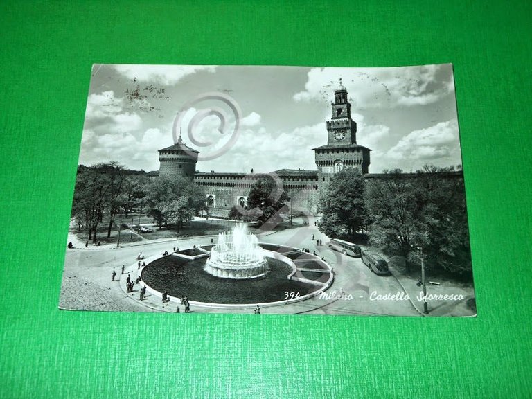 Cartolina Milano - Castello Sforzesco 1956
