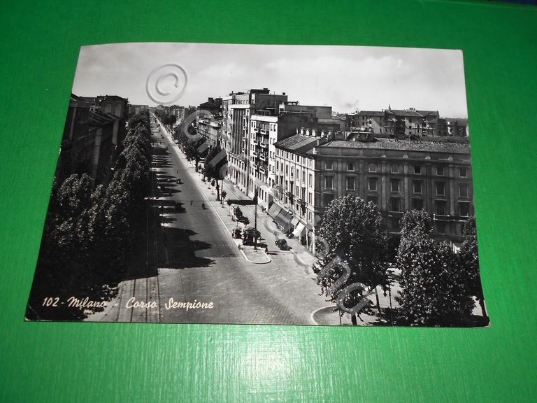 Cartolina Milano - Corso Sempione 1950