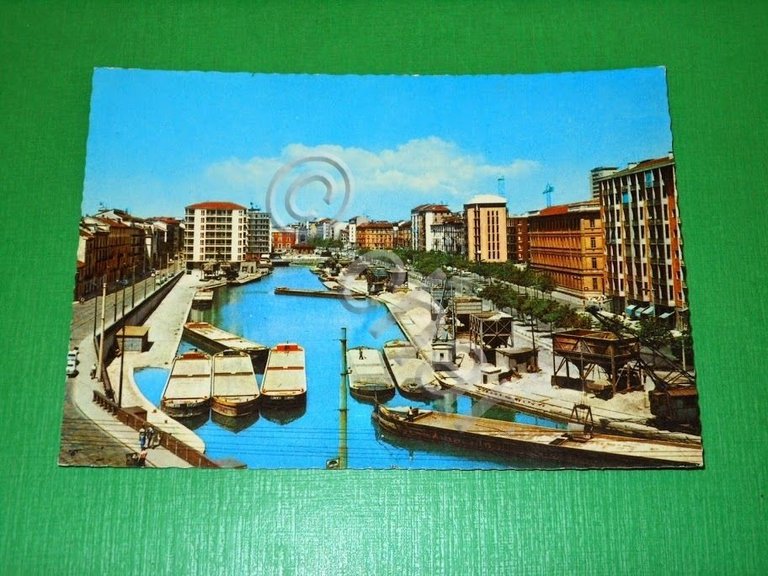 Cartolina Milano - Darsena di Porta Ticinese 1960 ca