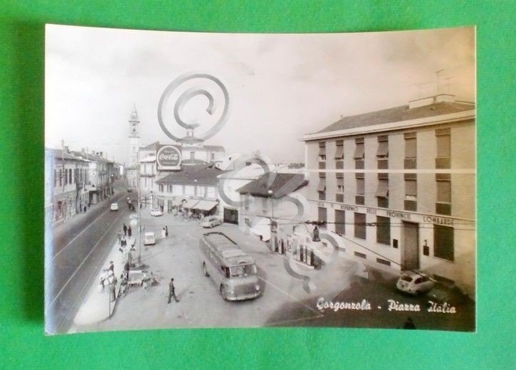 Cartolina Milano - Gorgonzola - Piazza Italia - 1956.