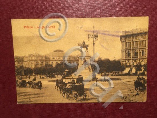 Cartolina Milano - Largo Cairoli - 1906