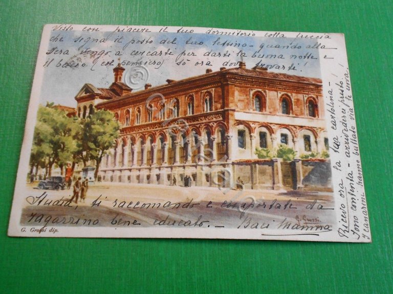 Cartolina Milano - Ospedale Maggiore - Illustratore G. Grossi 1934.
