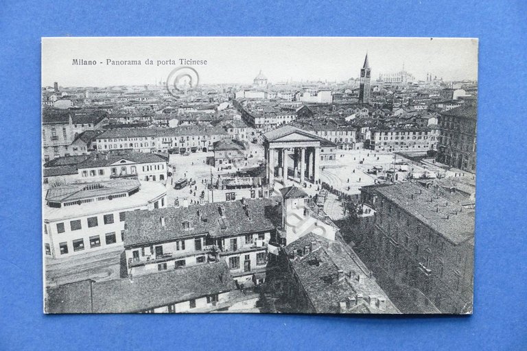 Cartolina Milano - Panorama da Porta Ticinese - 1915 ca..