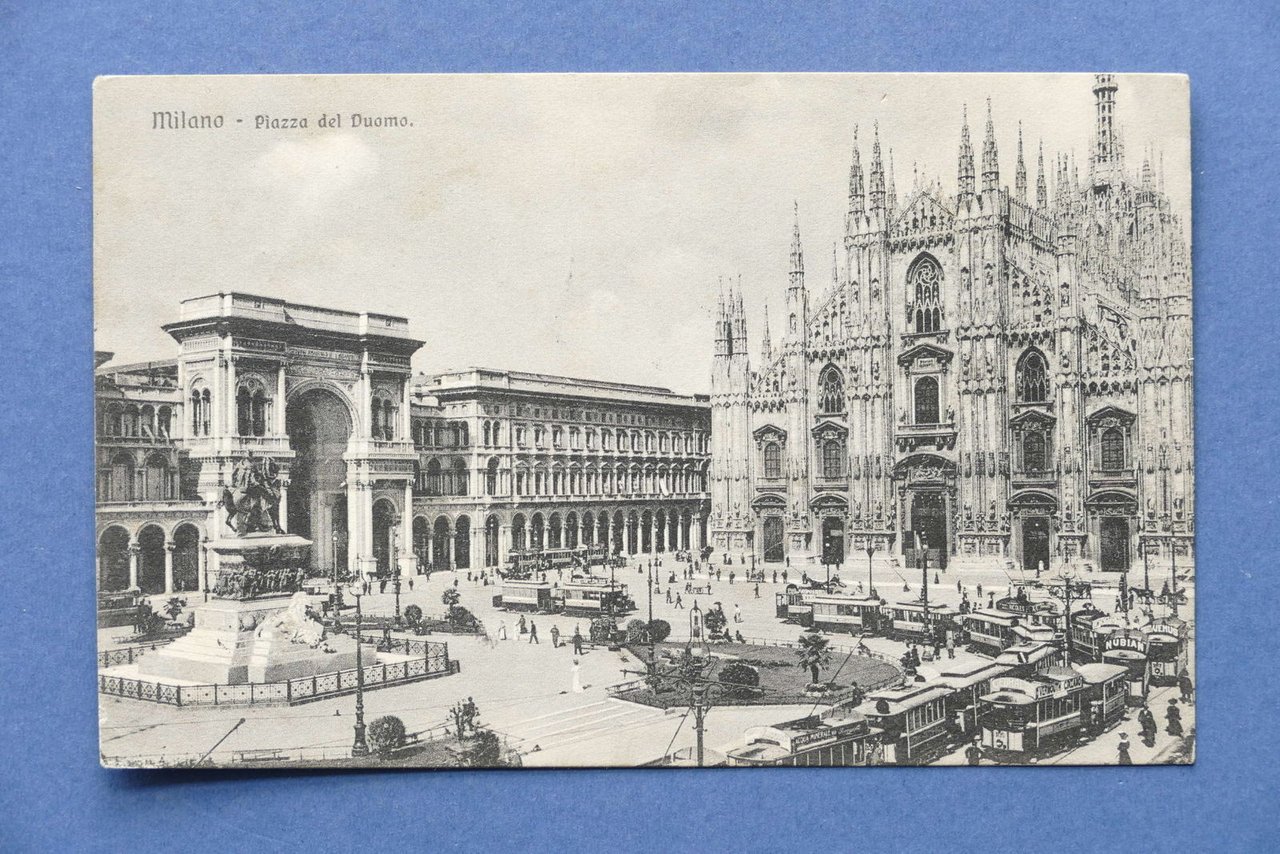 Cartolina Milano - Piazza del Duomo - 1907.