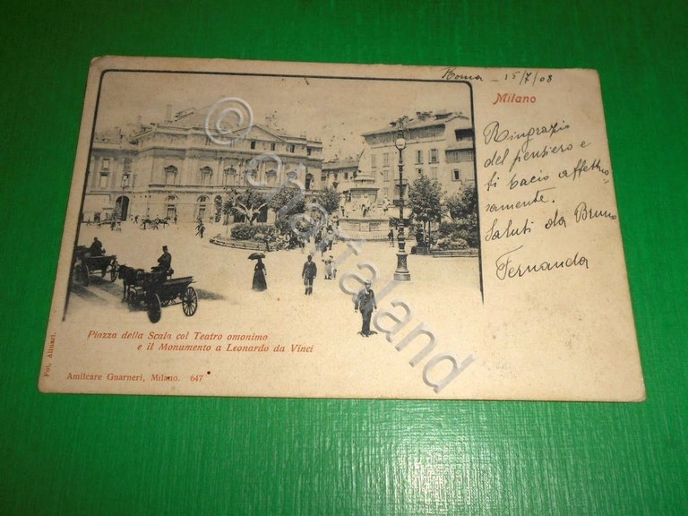 Cartolina Milano - Piazza della Scala col Teatro e Monumento …