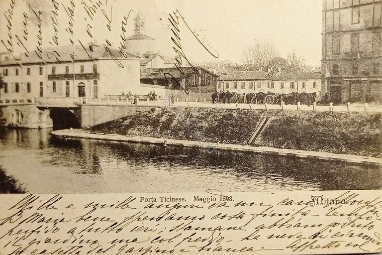 Cartolina Milano - Porta Ticinese - Militari - Maggio 1898 …