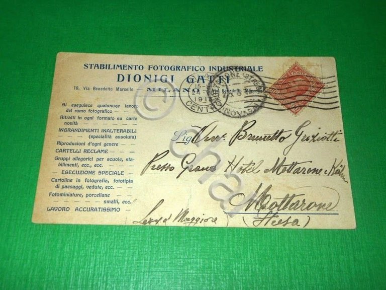 Cartolina Milano - Stabilimento Fotografico Industriale Dionigi Gatti 1913.