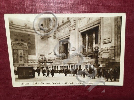 Cartolina Milano - Stazione Centrale - Biglietteria - 1930 ca