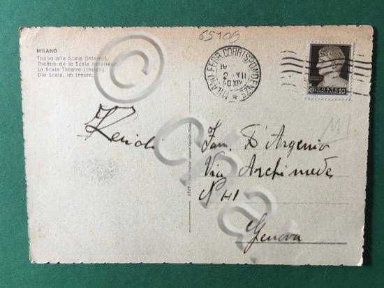 Cartolina Milano - Teatro alla Scala - Interno - 1940