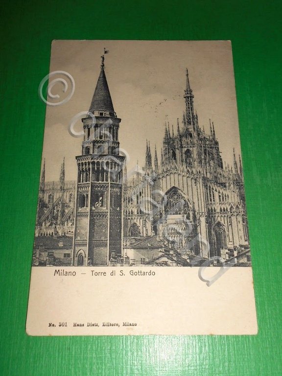 Cartolina Milano - Torre di S. Gottardo 1906