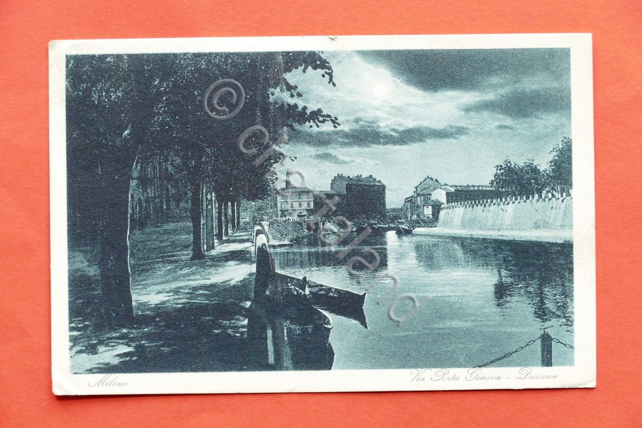 Cartolina Milano - Via Porta Genova - Darsena - 1932.