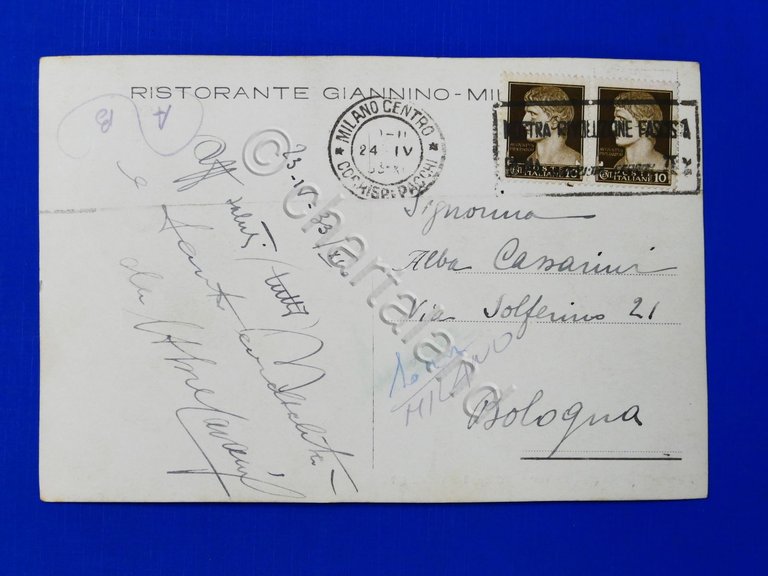 Cartolina Milano Ristorante Giannino - 1933