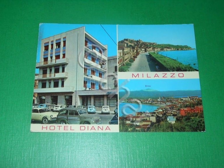 Cartolina Milazzo - Hotel Diana - Vedute diverse 1970