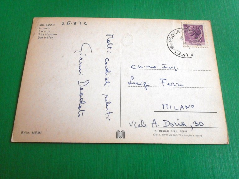 Cartolina Milazzo - Il Porto 1972.