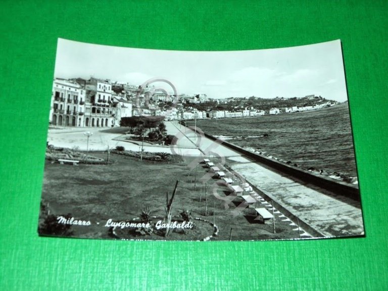 Cartolina Milazzo - Lungomare Garibaldi 1955 ca