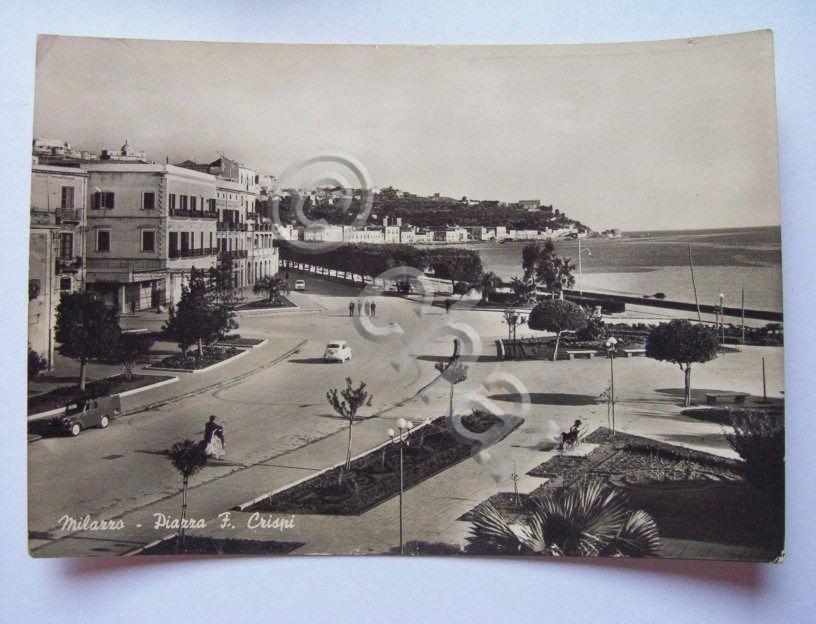 Cartolina Milazzo - Piazza F. Crispi 1959