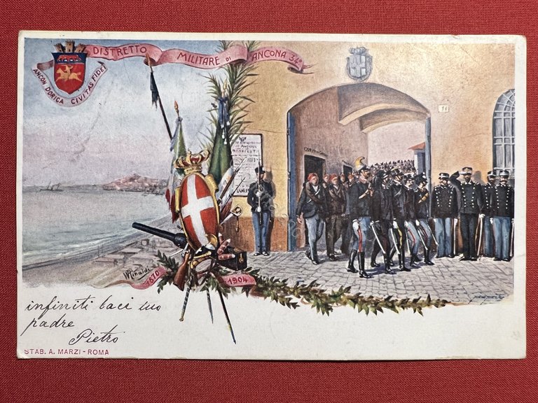 Cartolina Militare - Distretto Militare di Ancona 34^ - 1900 …