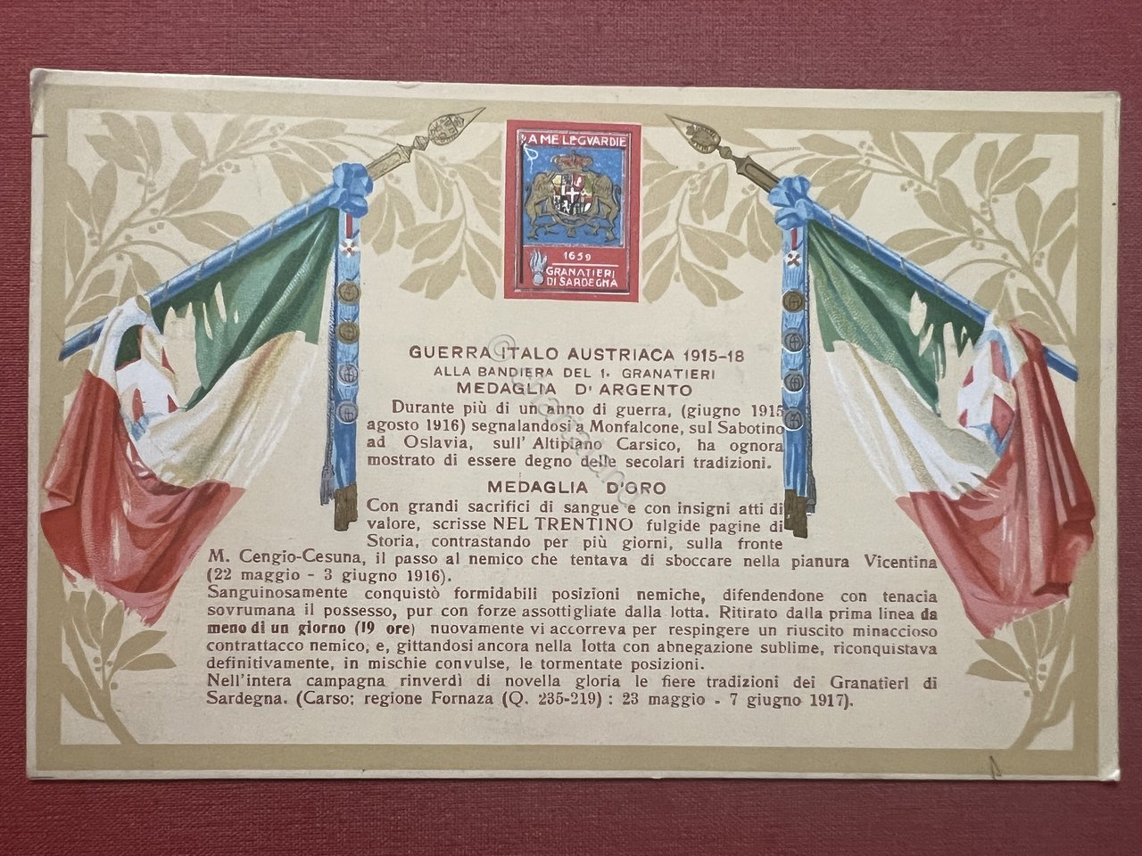 Cartolina Militare - Guerra Italo - Austriaca 1915-18 - Medaglia …